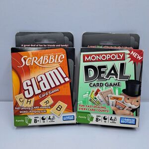 Scrabble Slam + Monopoly Deal Card Game Lot 2 Pack Family Party Games